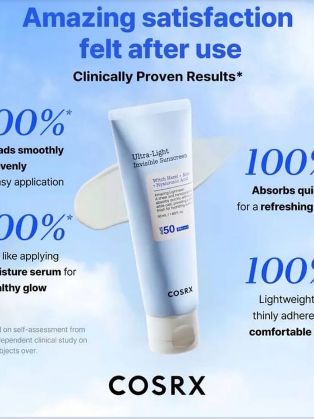 COSRX Ultra-Light Invisible Sunscreen SPF 50 — Light Blue Tube